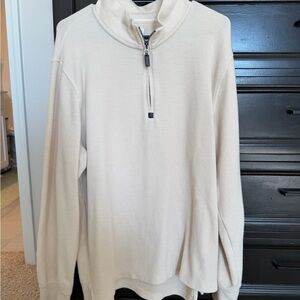 American Eagle Outfitters Men's Beige Zip-Up Sweater